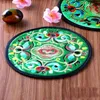 Round Modern Chinese Fabric Embroidered Coasters Vintage Ethnic Floral Design Teacup Mat Home Durable Insulation Pads