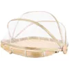 Food Fly Basket Woven Storage Baskets Lids Bread Cover Vegetable Tray Screen Covers Tent Fruit Kitchen Serving Picnic HKD230812