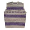 Men's Vests 2023 Ethnic Retro Print Pattern British Versatile Pullover Sweater Vest Fashion Knitted For Men Korean Slim Round Neck