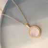 Pendant Necklaces Casual Gold Color Plating Round Disc With Shell Decorated Necklace For Mather's Day Gift Bohemia Sweater Decoration