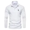 Mens Polos Men Long Sleeve Autumn Print Polo Shirts Business Dress 230823