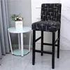 Chair Covers Stretch Printed Short Back Cover Plain Elastic Bar Stool For Cafe Dining Room Washable Low Barstool Seat Case