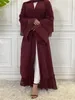 Vêtements ethniques Chaomeng Ramadan Mousseline de soie ouverte Abaya Dubaï Turquie Kaftan musulman pour femmes Kimono Robe modeste Femme Caftan Marocain Islam Vêtements 230824