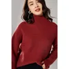 Suéteres de mujer de punto de lana para mujer, jerseys de invierno con cuello simulado, suaves y cálidos, jerseys de lana Merino puro para mujer