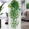 Guirlande de fleurs décoratives, 2 pièces, plante artificielle suspendue, feuille de vigne verte, faux bégonia, rotin, décoration murale de jardin, 90cm