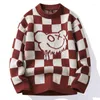 Erkek Sweaters 2023 Sonbahar ve Kış Moda Trendi Damalı Mürettebat Boyun Süvarisi Sıradan Gevşek Konforlu Sıcak Büyük Boyut 3xl