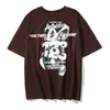 Projektant moda odzież luksusowe męskie koszulki T-shirty American High Street Rabbit Letter Graffiti RRR123 X Fog Co marki Asassassssssss Crew Szyja Krótkie rękawowe T-shirt