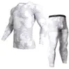 2 -teilige Tracksuit Männer Kompression MMA Langarm T -Shirt Rashgard Kit Camouflage Sweatshirt Leggings Fitness Thermal Unterwäsche Y2213C