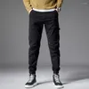 Herenjeans Koreaanse stijl Fashion Men Black Elastic Slim Fit Splited Designer Casual Cargo Pants Hombre Streetwear Hip Hop Joggers