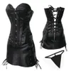 PLUS TAILLE Femmes Mode Clubwear Robe Corset Tenue Sexy En Cuir PVC Overbust Bustier Corselet et Mini Jupe À Lacets Latéraux S-6XL 294T