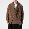 Vestes pour hommes Japonais Kimono Cardigan Veste Mode Laine Tricoté Col V Manteau Oriental Asiatique Casual Top