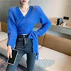 Maglioni femminili 2023 Fashion Casual Manica lunga Donne Deep V Neck Style Tops Elegant Slim Sexy Femme T691