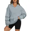 Sweat-shirt à capuche pour femmes, surdimensionné, ample, décontracté, épaules tombantes, manches longues, pull tunique avec détresse