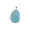 Pendant Necklaces Natural Stone Pendants Sliver Plated Big Water Drop Polished Striped Agate For Trendy Jewelry Making Diy Women Necklace