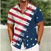 Men's Dress Shirts Shirt Independence Day Flag Print Polo Collar Short Sleeve Outdoor Street Fashion Designer Casual Soft