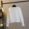 Kobiety Jesień 2023 biały sweter sweter wiosna koreańska moda w dekolcie w szyku z długim rękawem.