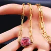 Hänge halsband rostfritt stål rosa imperialistiska sten kvinnor guld färg uttalande halsband smycken joyeria acero inoxidable nxs03