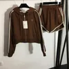 Marque de luxe femmes manteau Shorts mode à manches longues veste taille haute pantalon à capuche veste à glissière décontracté à capuche pantalon ensemble