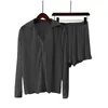 Frauen Nachtwäsche Sommerhemd plissierte zweiteilige Set lose Taille Home Wear Shorts Anzug Casual Elegant Office Ladies Frauen Outfit