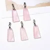 Natural Crystal Stone Trapezoid Tag Pendant Opal Rose Lapis Quartz Agate Charms för halsband retro stil smycken