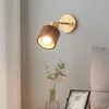 Wall Lamp Nordic Modern And Simple Personality Bedroom Bedside Living Room Background All Copper Walnut Wood