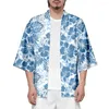 Этническая одежда Harajuku Women Men Men Yukata 2023 Японский цветочный принцип кардиган кардиган кимоно -уличная одежда традиционная косплей Haori Casual Top