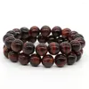 Braccialetti di fascino in pietra naturale tigre rosso tigre guarigione cristallo quarzo quarzo bracciale elastico reiki gioielli lucidati per perle da donna da donna alla moda