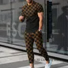 Tracksuits voor heren broek tracksuit set 3D geprinte K Solid Color Short Sleeve T Shirtlong Pants Street kleding Fashion Male kleding 230823