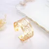 Bangle Kmvexo Trendy Hollow Wide Retro Braid Opening Gold Color Flower For Women Jewelry Fashion Punk Ladies