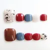 Valse nagels 24 pc's teennagel kleurrijk patroon draagbare manicure gereedschap druk op voet nagel diy acryl kunstmatige teen tips
