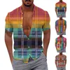 Casual shirts voor heren heren Mens Fashion en Leisure 3D Digitale drukknop Rapel Rapel Shirt Shirt Tops Cotton T -stukken voor mannen Small T