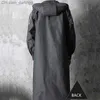D2 Siyah Moda Yetişkin Su Geçirmez Uzun Yağmurluk Kadınlar Erkek Yağmur Ceket Açık Yürüyüş Seyahat Balıkçılık Tırmanış Kalınlaştırılmış Q230824
