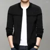 Camisolas masculinos Autumn Winter Sweater Cardigan Baseball Collar Casat Stripe Youth Business Zipper casual desgaste