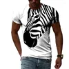 Herren T-Shirts hübsche Männer von Männern 3DT-Shirt Hip-Hop Tier Zebra Musterpersonalität Mode O-Neck Tees Sommerstraße lässige Kurzärmel-Tops