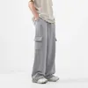 Pantalon Cargo gris blanc pour hommes, pantalon surdimensionné à jambes larges, Streetwear, hip-hop, pantalon de jogging ample, S-2XLLF20230824.