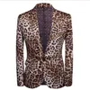 Leopard Print Men Suit Blazer Set met broek Safari Suits for Men Performance DJ Jacket Luxury Singer Star Coat 220425165N