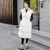 Women's Vests 2023 Winter Ladies Sleeveless Waistcoats Women Solid Color Hooded Long Parkas Vest Warm Black Zipper Down Coat Parka