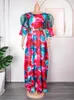 Sukienki swobodne wydrukowane szyfon dla kobiet afrykańskie dasiki puff rękawa Maxi szat 2023 Autumn Clothing Wedding Party Prom Birthday Sukienka urodzinowa