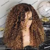 200 densidade Destaque ombre Cabelo humano bruto Mulheres peruchetes bebê cabelos de glueless caramelo marrom balayage loiro 13x6 perucas frontais de renda profunda