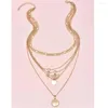 Colares pendentes Casos de ouro de ouro vintage disco anjo rosa para mulheres femininas multiníveis colarinho de jóias de joias por atacado
