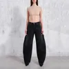 Женские джинсы Стереотипные разрезанные дуги в высокой талии джинсы y2k Универсальный ретро Ретро свободные брюки для рабочей одежды 2023 Осень 230823