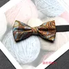 Laço amarra linbaiway paisley estampa floral arestas para casamento masculino machado de pescoço de pescoço smokwaros bowtie masculino cravat