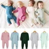 Rompers Bamboo Fiber Baby Zipper Foot Romper Baby Boy Girl Clothes born Onesie Baby Jumpsuit Solid LongSleeve Baby Pajamas 024Month 230823