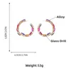 Hoop Earrings Glass Rhinestone Personality Exaggerated For Women Love Claw Chain Jewelry