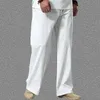Calça de tamanho grande de verão algodão masculino alto l linho largo linho calça de tamanho grande ascendente masculino mais solto menlf20230824.