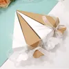 Present Wrap 20/50/100st Glass Tip Cone Shape Box White Paper Ribobn Candy Dragees Wedding Favor Chocolate Cake Packaging