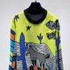 Tricots pour hommes à la mode dessin animé enfants amusant peint jacquard damier décontracté coton laine pull