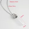 Pendentif Colliers Tube de verre clair Urne Souvenir Bouteille Souhaitant Collier En Acier Inoxydable Bouchon À Vis Flacon Cendres Bijoux Commémoratifs