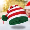 Beretten contrast kleur kinderen hoed gezellige feestelijke winter santa hoeden gebreide strepen pluche ballen anti-slip ontwerp voor unisex oor