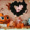 Decoratieve bloemen Halloween krans hartvorm hand met bloed voor feest zwart 1 vakantiekransen voordeur faux